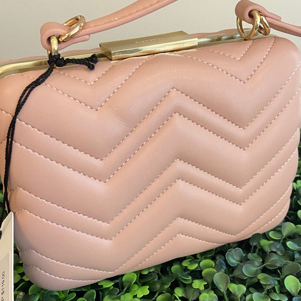 Olga Berg Blush Chevron Quilted Top-Handle Clutch - Picture 5 of 5